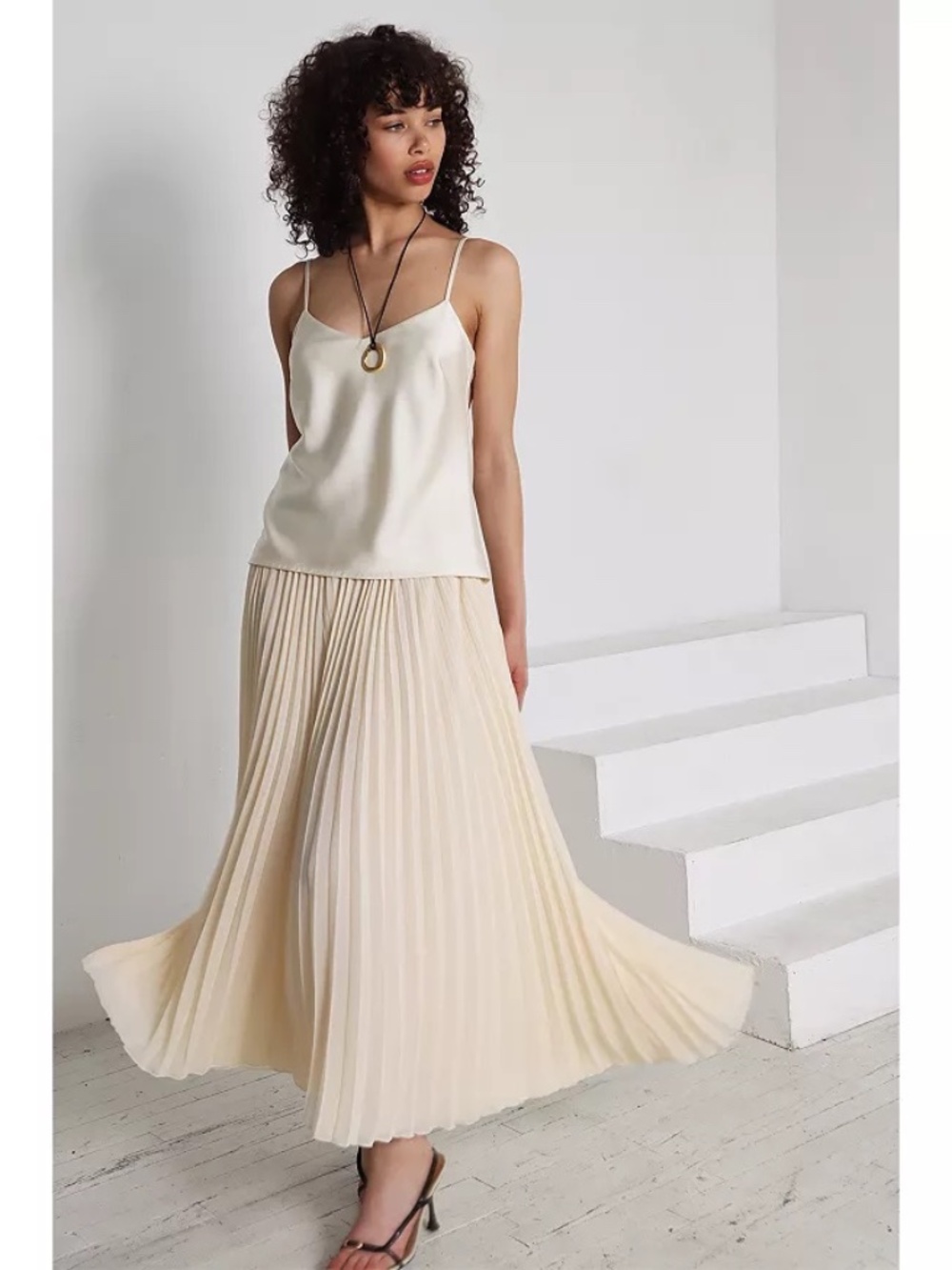 NWT Avec Les Filles Contrast Pleated Skirt Maxi Dress - size 8